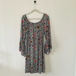 Bohemian Long Sleeve Dress in Multicolor